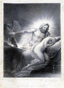 Jupiter et Sémélé. Lithographie de Coupin de Couprie en 1826.