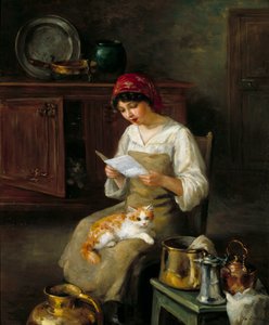 Jeune femme lisant une lettre - Marie Yvonne Yo Laur