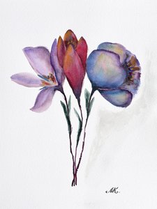 Fleurs aquarellées colorées