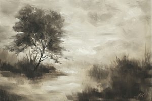 Arbre solitaire brumeux
