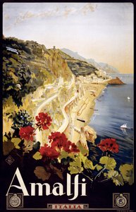 Affiche de voyage de la côte amalfitaine, c.1910