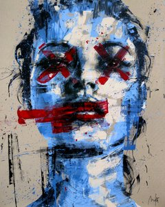 Blue Red Kate, 2024 (acrylique et huile sur toile inversée) - Mario Henrique