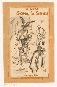 Homme avec plateau attaqué par un oiseau de proie - Marius Bauer (signed by artist)