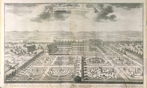 Vue aérienne des jardins du palais de Kensington, gravée par Johannes Kip (c.1652-1722) pub. par J. Smith, 1724 - Mark Anthony Hauduroy