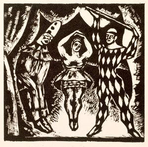 Harlequinade, gravure sur bois par Roger Fry - Mark Gertler