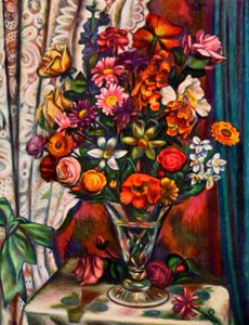 Nature morte de fleurs dans un vase en argent, 1930 - Mark Gertler