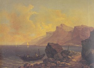 Paysage lacustre avec barque