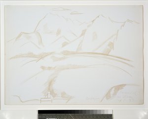 Paysage de montagne avec clocher d
