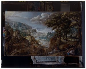 Un paysage avec une fonderie de fer - Marten van Valckenborch