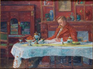 Émile Verhaeren 1855-1918 à la table, 1900 - Marthe Verhaeren