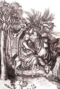 La fuite en Égypte, la Sainte Famille - Martin (after) Schongauer