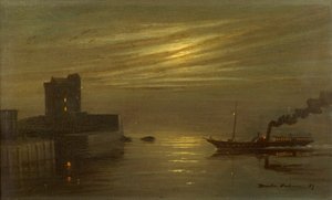 Château de Broughty - Scène au clair de lune