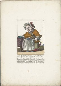 La naine Frau Agatha Zipperlingin avec un petit chien, vers 1710