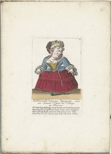 Nain en tant que Mademoiselle Jolicoeur, vers 1710 (Il Callotto resurcitato oder Neu eingerichtes Zwerchen Cabinet) - Martin Engelbrecht (attributed to)