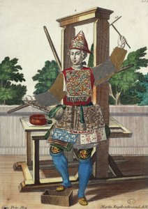Fabricant de papiers colorés, gravure de Assemblage des nouveaux manouvriers habillés par Martin Engelbrecht (1684-1756), Allemagne