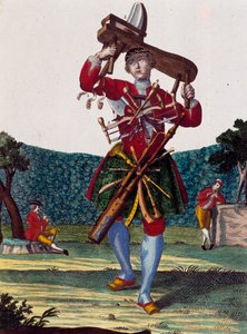 Fabricant de flûtes, gravure de Assemblage des nouveaux manouvriers habillés par Martin Engelbrecht, Allemagne - Martin Engelbrecht