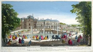 Vue du château de Saint-Cloud près de Versailles, milieu du XVIIIe siècle (gravure en couleur) - Martin Engelbrecht