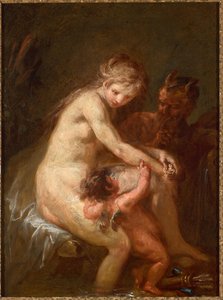 Nymphe et faune avec Cupidon - Martin Johann Schmidt