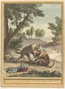 Le chien qui porte à son cou le dîner de son maître - Martin Marvie after Jean Baptiste Oudry