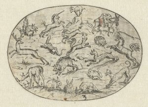 Ovale avec dix-huit animaux