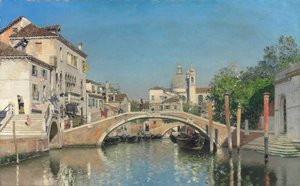 Un canal vénitien avec des gondoles, Santa Maria Della Salute au-delà
