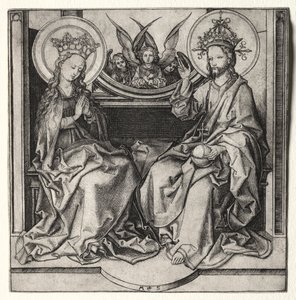 Dieu le Père et la Vierge Marie En Trône Assistés par des Anges