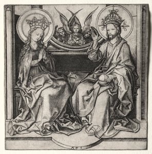 Dieu le Père et la Vierge Marie en trône entourés d