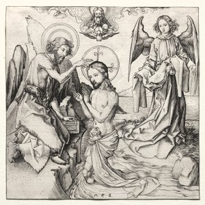 Le baptême du Christ dans le Jourdain - Martin Schongauer