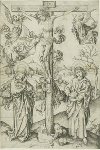 La crucifixion avec quatre anges - Martin Schongauer