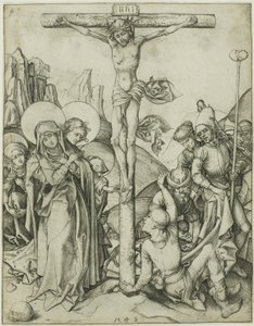 La crucifixion avec les saintes femmes, saint Jean et les soldats romains - Martin Schongauer