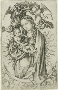 La Madone sur le croissant couronnée par deux anges - Martin Schongauer