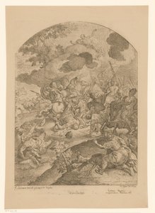 Scène de bataille avec apparition du Christ - Martin Speer