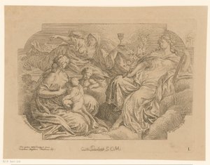 Personnifications féminines de trois vertus divines (Plafond de la Sacrestia di Solimena)