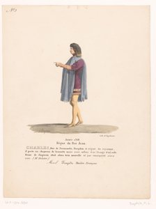 Costume du dauphin Charles de Valois de la tragédie Marcel (Théâtre Français: recueil de costumes par MM. J. Alaux et L. Duponchel d