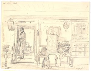 Maison paysanne avec homme debout, Læsø - Martinus Rørbye