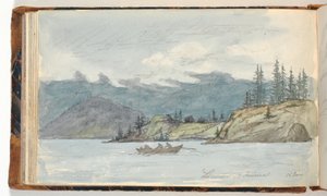 Paysage lacustre avec une barque à rames. Le fjord Krøderen, Norvège - Martinus Rørbye