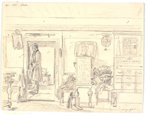 Maison paysanne avec homme debout, Læsø