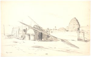 Cabane de pêcheur à Skagen Østerby, avec le phare blanc en arrière-plan - Martinus Rørbye