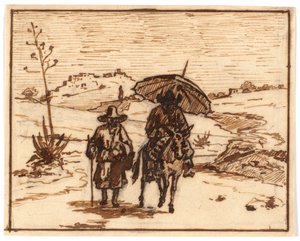 Paysage italien avec cavalier sur un âne et un marcheur - Martinus Rørbye
