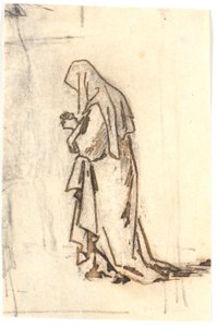 Femme debout en robe et coiffe - Martinus Rørbye