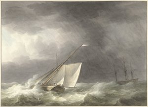 Deux voiliers sur une mer agitée - Martinus Schouman