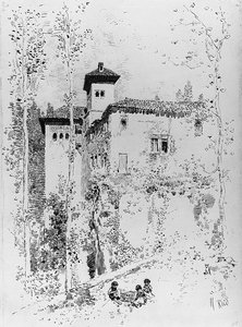 Dessin préparatoire pour "Tour des Dames" - Martín Rico y Ortega