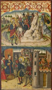 Saint Christophe rencontre Satan, Saint Christophe devant le roi de Lycie, 1480-85 - Martín de Soria