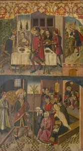 Saint Christophe prenant congé du roi qui craignait Satan, Saint Christophe et ses convertis, 1480-85 - Martín de Soria