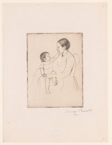 La caresse - Mary Cassatt (signed by artist)