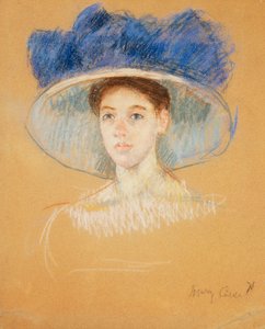 Tête de femme avec un grand chapeau, vers 1909