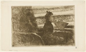 Dame en noir, dans une loge, face à droite - Mary Cassatt