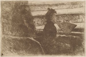 Dame en noir, dans une loge, face à droite, c. 1880 - Mary Cassatt