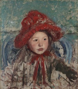 Petite fille au grand chapeau rouge - Mary Cassatt