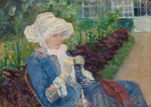 Lydia crochetant dans le jardin à Marly, 1880